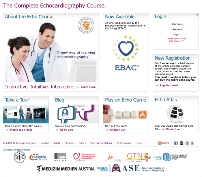 Screenshot of the 123sonography website in 2009.